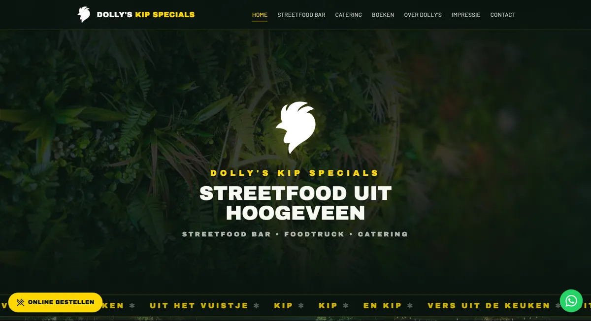 Homepage van Dolly's Kip Specials met de StreetFood Bar, foodtruck en catering uit Hoogeveen